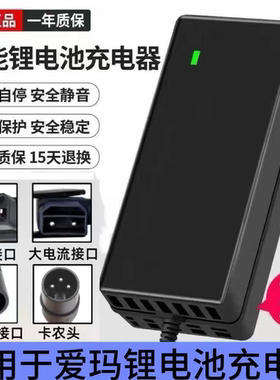 适用于爱玛锂电池充电器48V14AH16AH2A3A5星恒锂电大电流插口全新