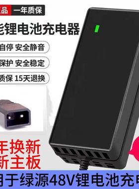 适用于 于绿源锂电池充电器48V14AH16AH2A3A5A星恒锂电两孔圆针全