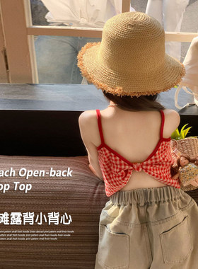 超好看沙滩露背小背心+夏季