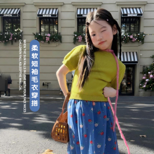 女童柔软短袖毛衣穿搭春款2026新款儿童女宝洋气时髦上衣韩版穿搭