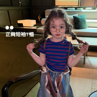 女童超好看美式正肩短袖款t恤纯棉夏季薄款2026新款儿童女款上衣