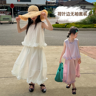 女童夏天超好看法式时尚裙子套装纯棉2026新款洋气儿童女宝夏装
