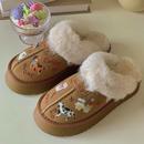 厚底加绒棉鞋皮毛一体半拖雪地靴2024冬季新款毛毛包头拖鞋女外穿