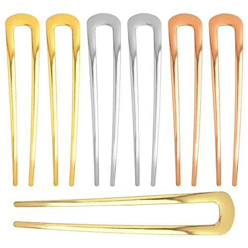 8 Pieces Metal U-Shaped Hairpins Simple Hair Clips French St