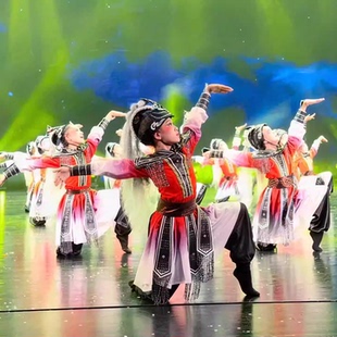 新款马年骉舞蹈演出服青少年蒙古舞表演服少年宫舞蹈展演战马服装