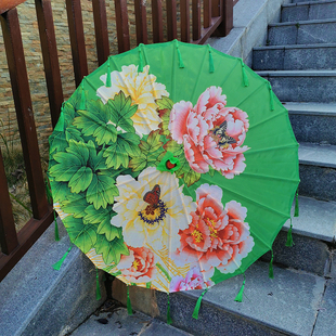 包邮走秀道具伞旗袍流苏伞布古装伞汉服油纸伞红色古典伞绿色舞伞