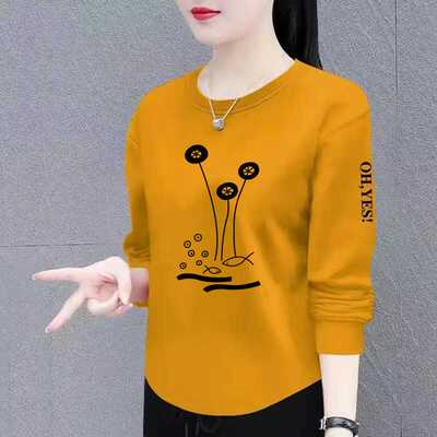 妈妈中老年长袖t恤印花上衣