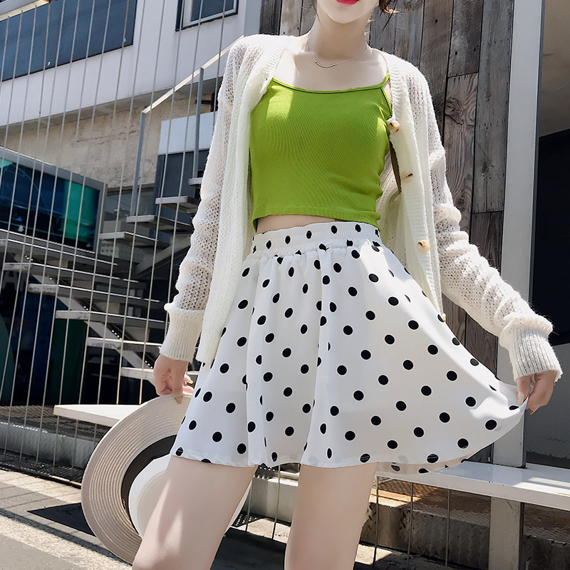 波点半身裙女短裙夏高腰ins超火A字百褶裙子黑色垂感阔腿雪纺裙裤|msdalam kategori Butik wanita / wanita, skirt - dari Buy2taobao.com untuk memberikan perkhidmatan ejen Taobao profesional membeli