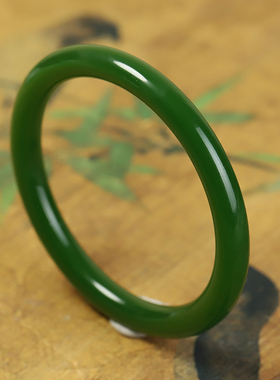 【精美礼盒款】菠菜绿色标级细圆条手镯礼物