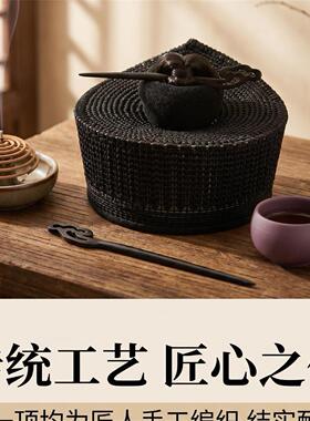 手工道士帽法帽网眼黑色帽夏季