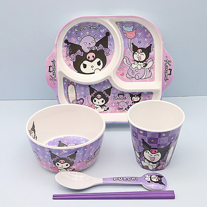 可爱库洛米儿童碗孩子专用餐具套装宝宝防烫辅食碗学生碗家用碗勺