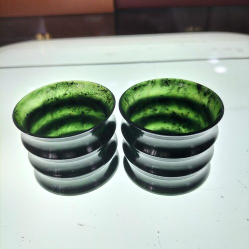 酒泉夜光杯蛇纹玉祁连山墨玉甘肃武山鸳鸯玉中竹节杯厂家直销包邮