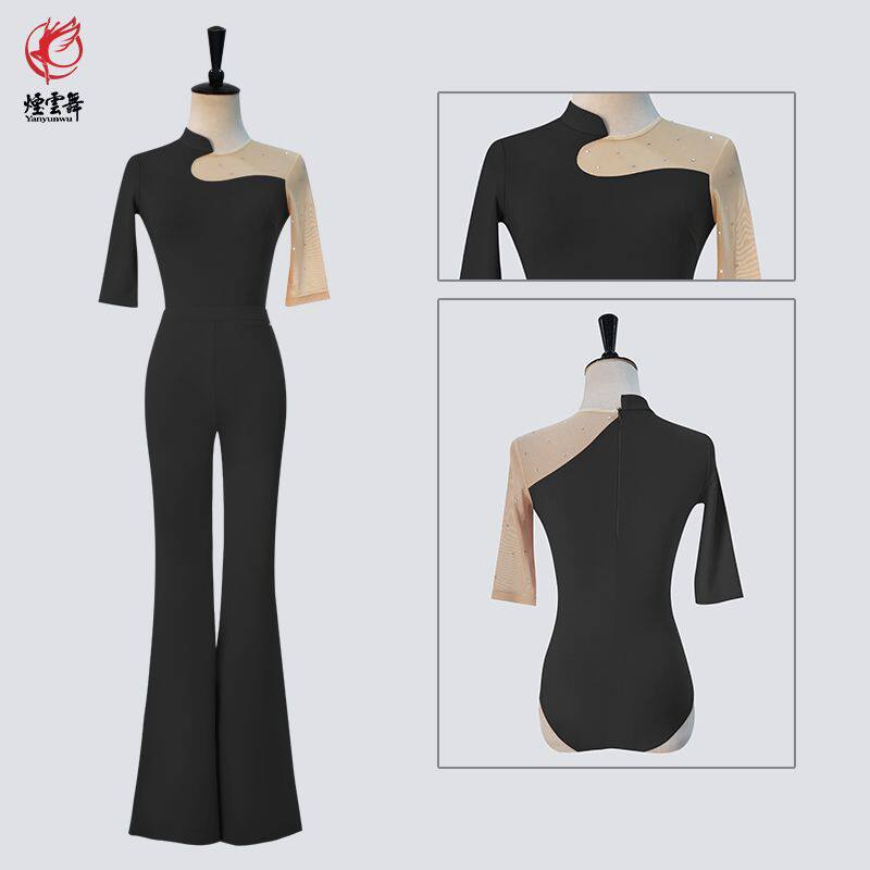 烟云舞优雅修身形体礼仪高端导师服舞蹈瑜伽成人套装黑色XT536