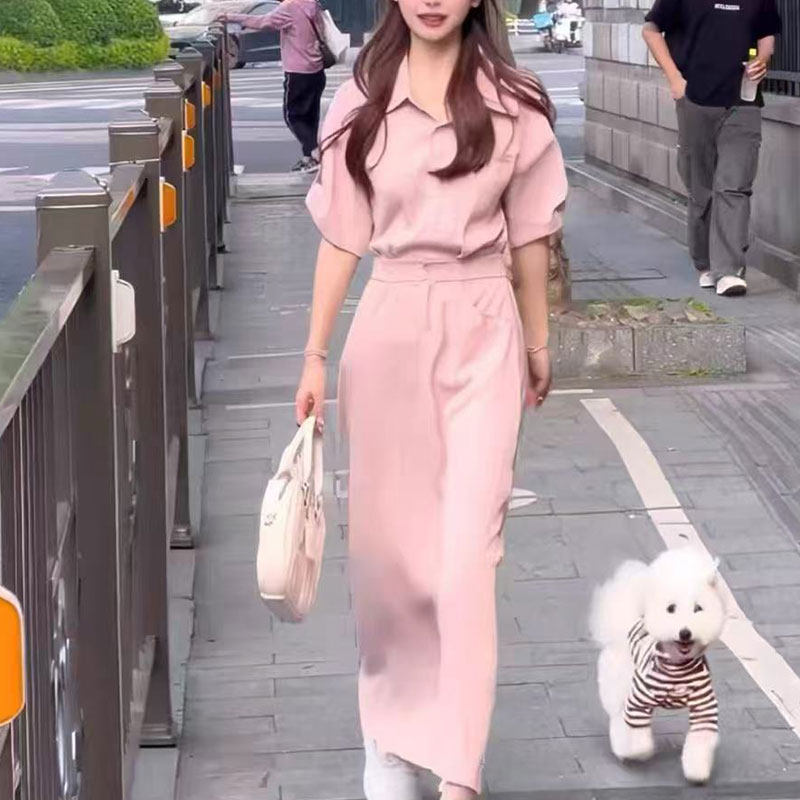 小姐姐OL纯色 气质假两件连衣裙K101LYQ