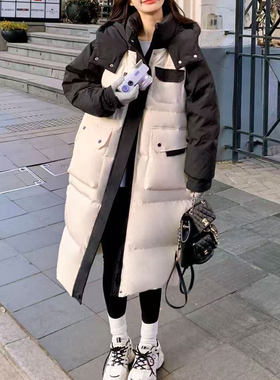 秋冬长款拼色羽绒服9980YRF