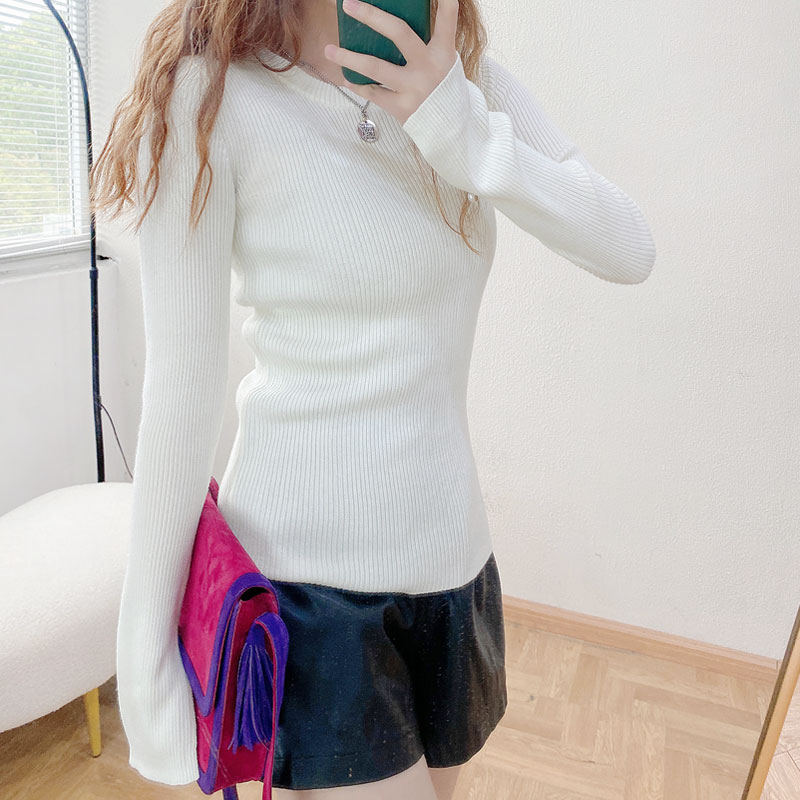 毛衣修身针织纯色长袖