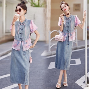 气质牛仔两件套A907TZ 拼接 新品 时尚