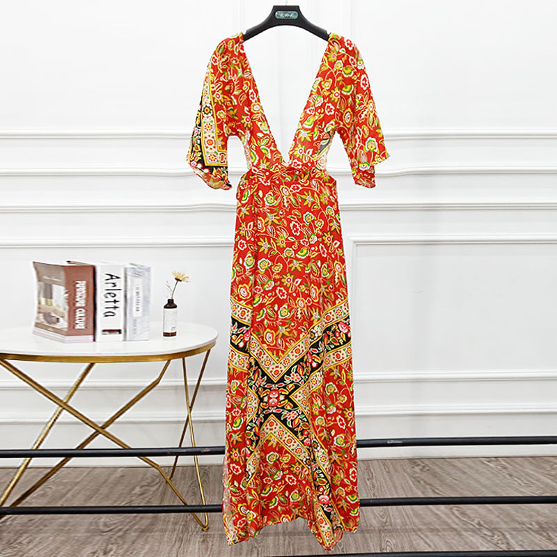 酷伽夏季复古印花长款民族风波西米亚风衣沙滩裙度假裙6204,女装/女士精品,连衣裙,淘宝优惠券,粉丝福利购,淘宝优惠卷