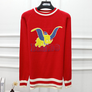 酷伽秋冬风套头卡通大象宽松毛衣新款 上衣7283 舒适学院风长袖