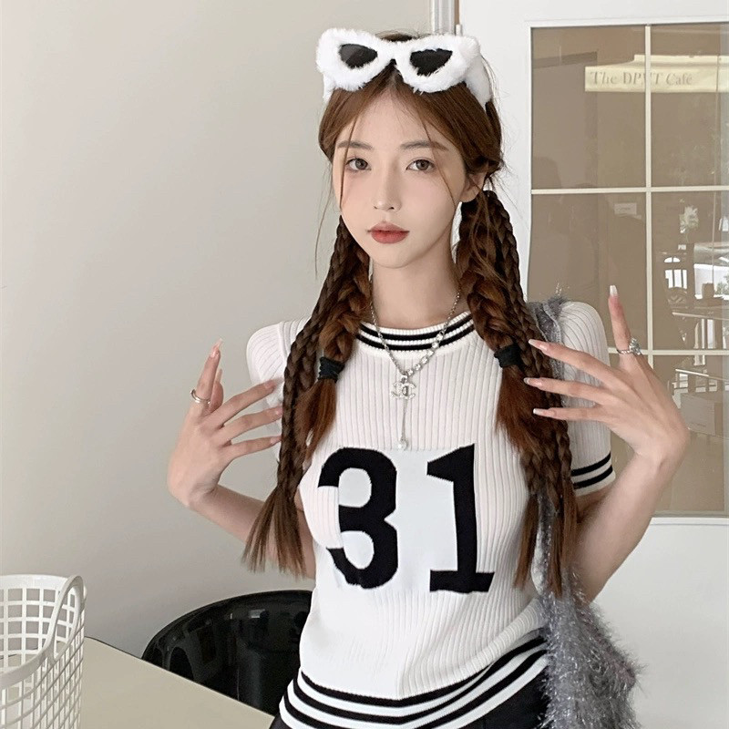 酷伽针织小衫女夏季新款时尚韩版休闲简约短袖T恤潮1517
