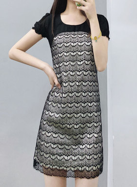 酷伽短袖连衣裙女夏季新款法式收腰显瘦温柔气质裙子5193