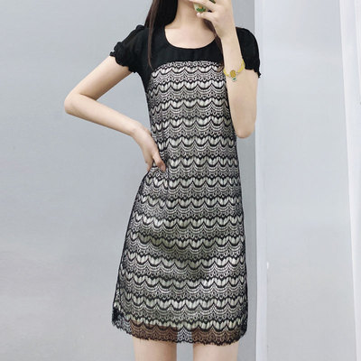 酷伽夏季新款法式风短袖连衣裙