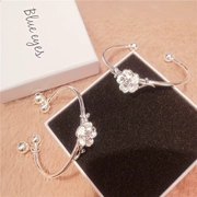 Phiên bản tiếng Hàn của 925 sterling bạc dễ thương màu hồng kim cương nở hoa vòng tay sinh viên đơn giản nhỏ tươi vòng tay - Vòng đeo tay Cuff