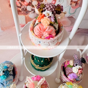 diy串珠水晶渡边戒指兔子山茶花饰品配件叶子材料可爱包含首饰盒