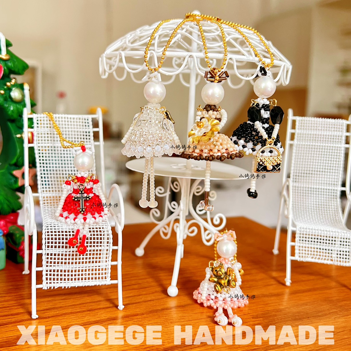 diy串珠材料包珍珠娃娃奥地利水晶日本米珠捷克编织包挂钥匙挂件