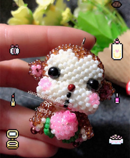 DIY创意串珠材料包 小皮猴 toho米珠 生肖猴子抱寿桃走线视频