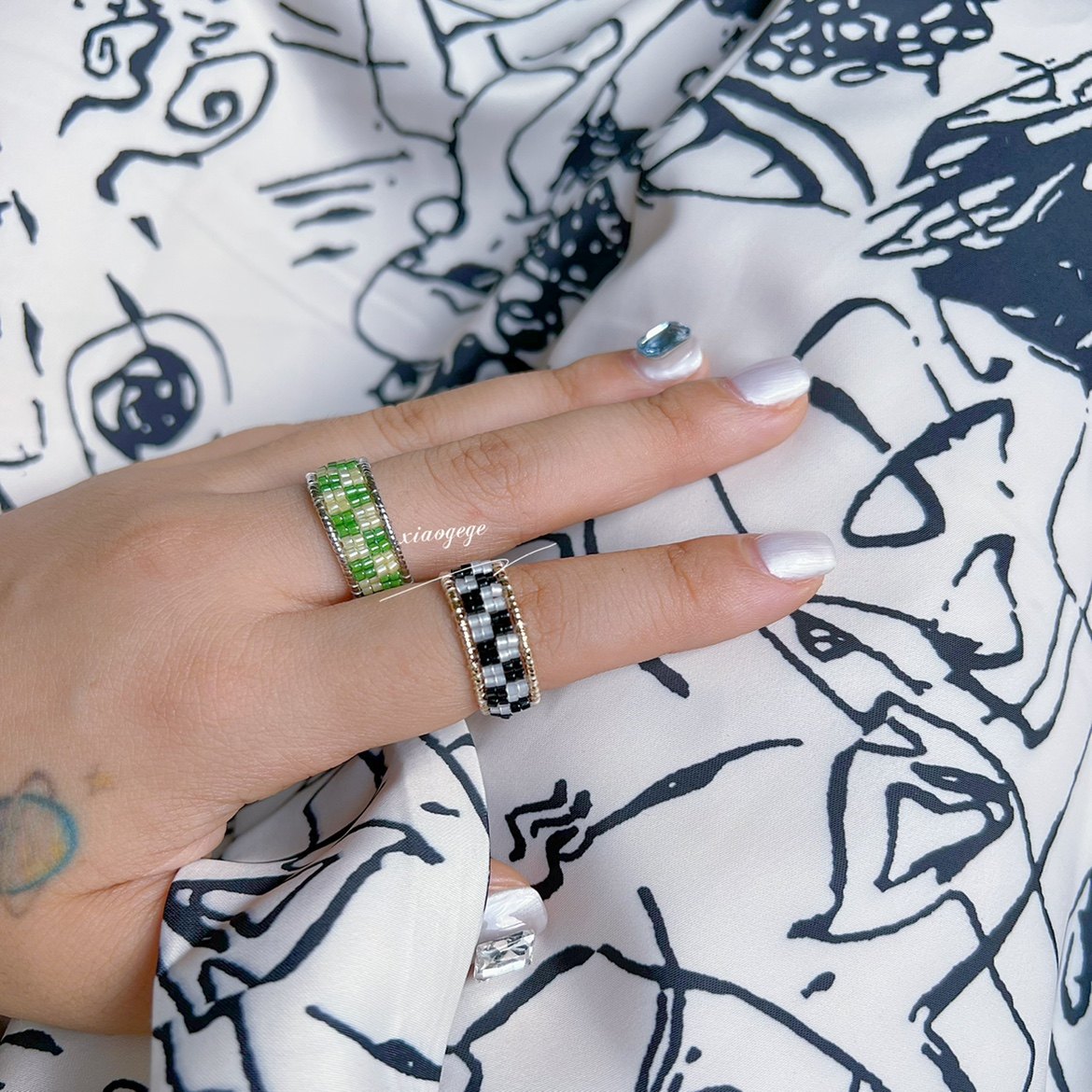 diy串珠手工珠花棋盘格戒指 夏日 ins风 日本古董珠 新手材料包,饰品/流行首饰/时尚饰品新,其他DIY饰品配件,淘宝优惠券,粉丝福利购,淘宝优惠卷