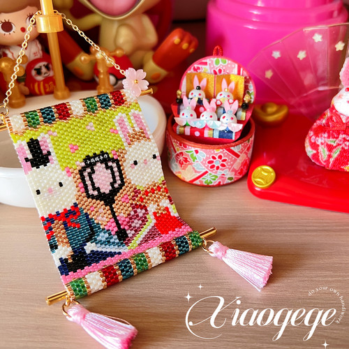 diy串珠材料包手工日本miyuki古董珠手工挂画女儿节 浅草兔子流苏