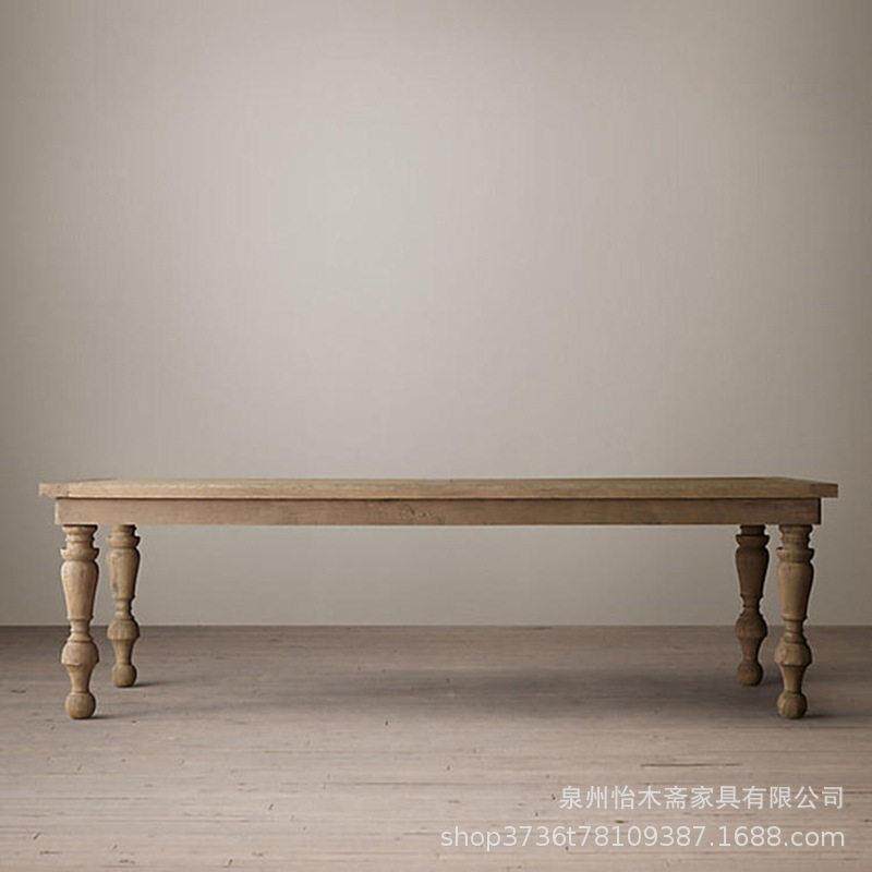 古美式全木餐桌乡村复桌餐厅桌子餐台长实125方形公书桌原木家具
