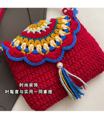 2024新款 手工编织包包女单肩斜挎小方包民族风复古流苏手提毛线包