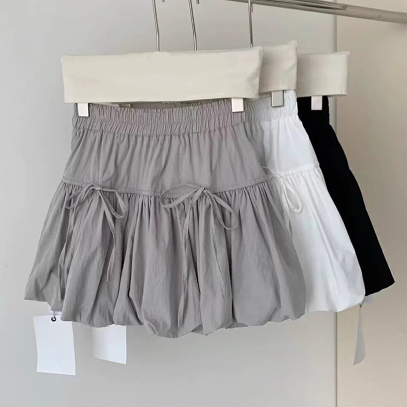 女童短裙設計感蝴蝶結花苞半身裙