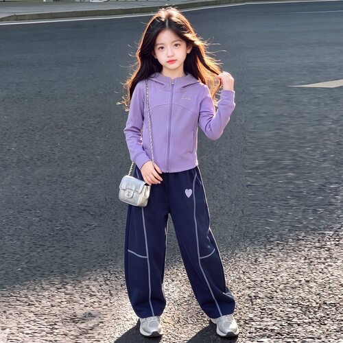 女童套装休闲运动服卫衣外套长裤