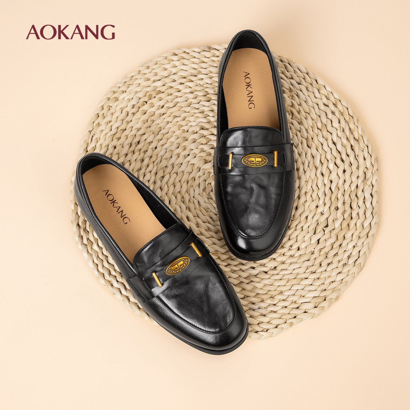 奥康女鞋2026年春季新款真皮软底妈妈鞋舒适不累脚乐福鞋低跟单鞋,女鞋,乐福鞋（豆豆鞋）,淘宝优惠券,粉丝福利购,淘宝优惠卷