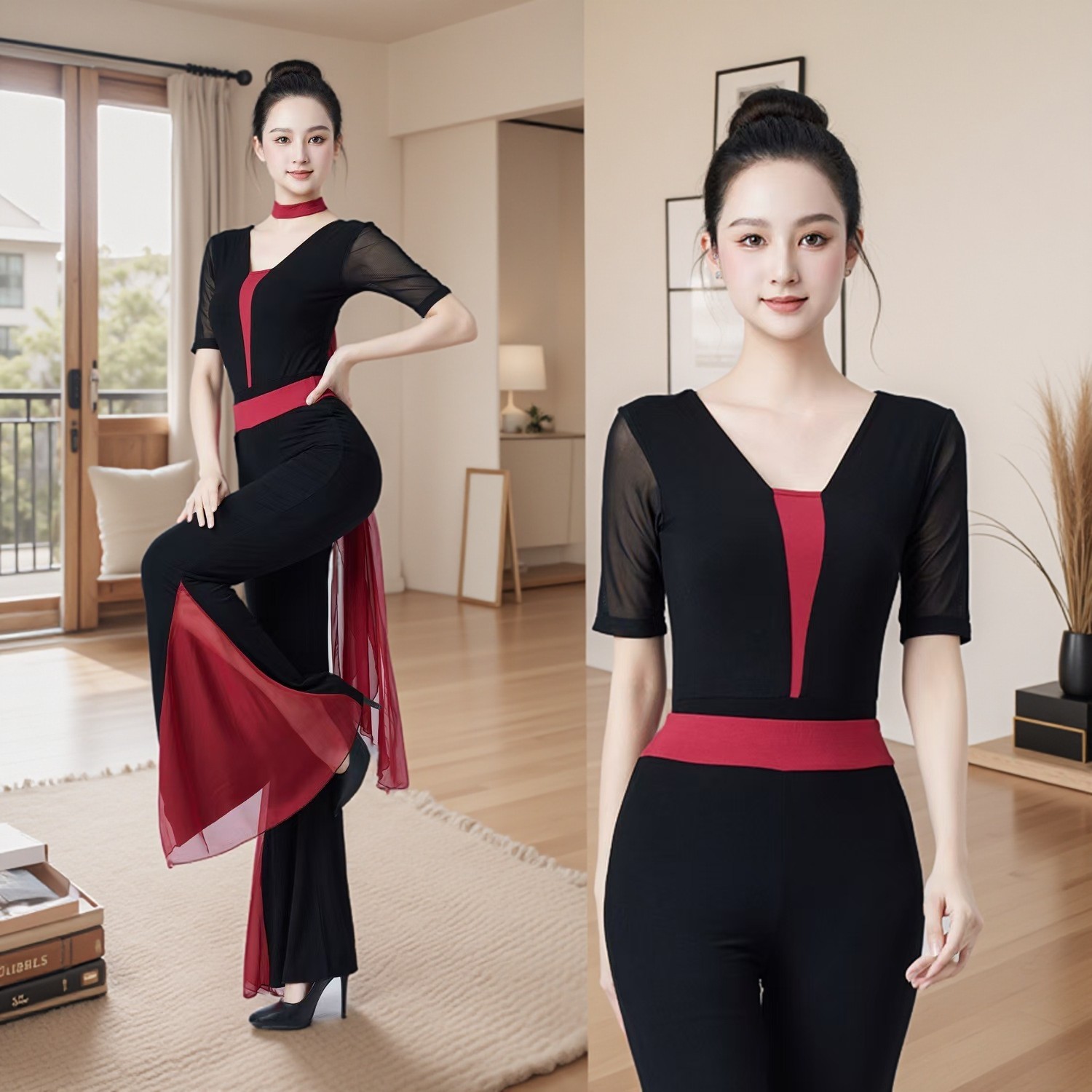形体服套装中袖导师舞蹈服
