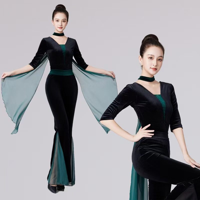 金丝绒形体服套装成人舞蹈服