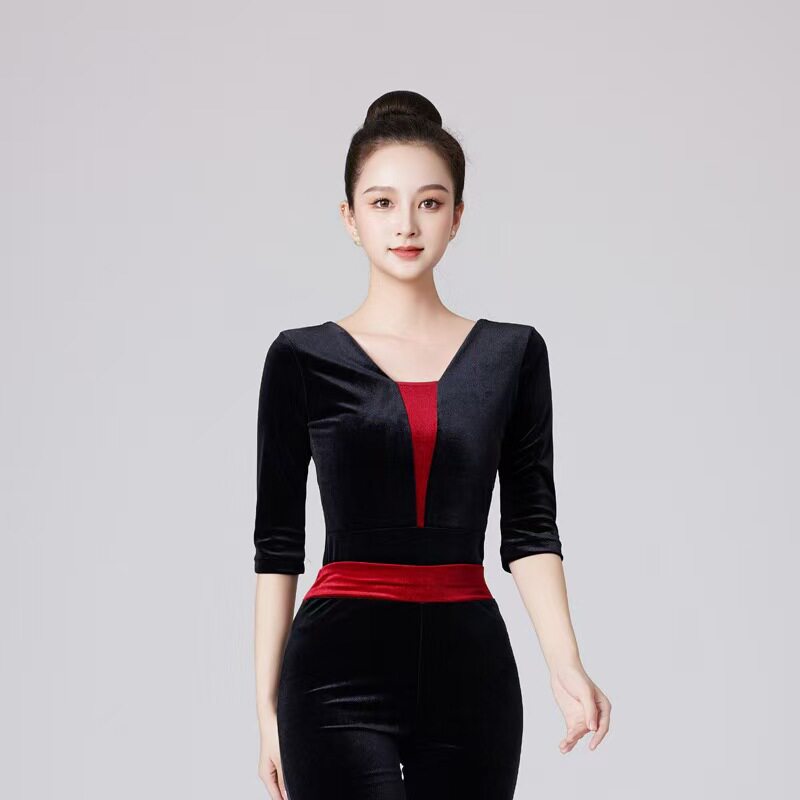 金丝绒形体服上衣成人舞蹈服