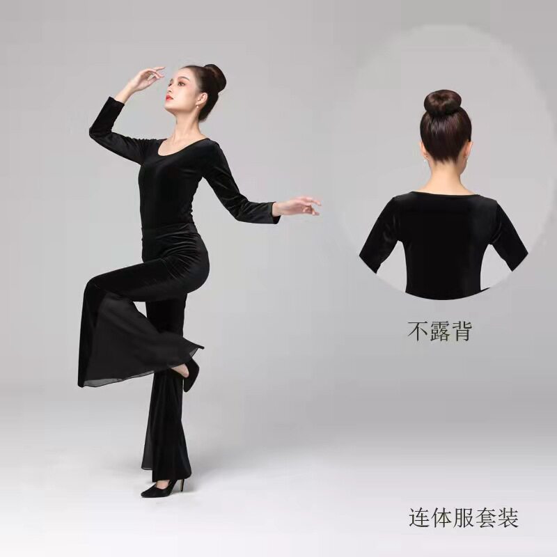 金丝绒形体服套装成人舞蹈服