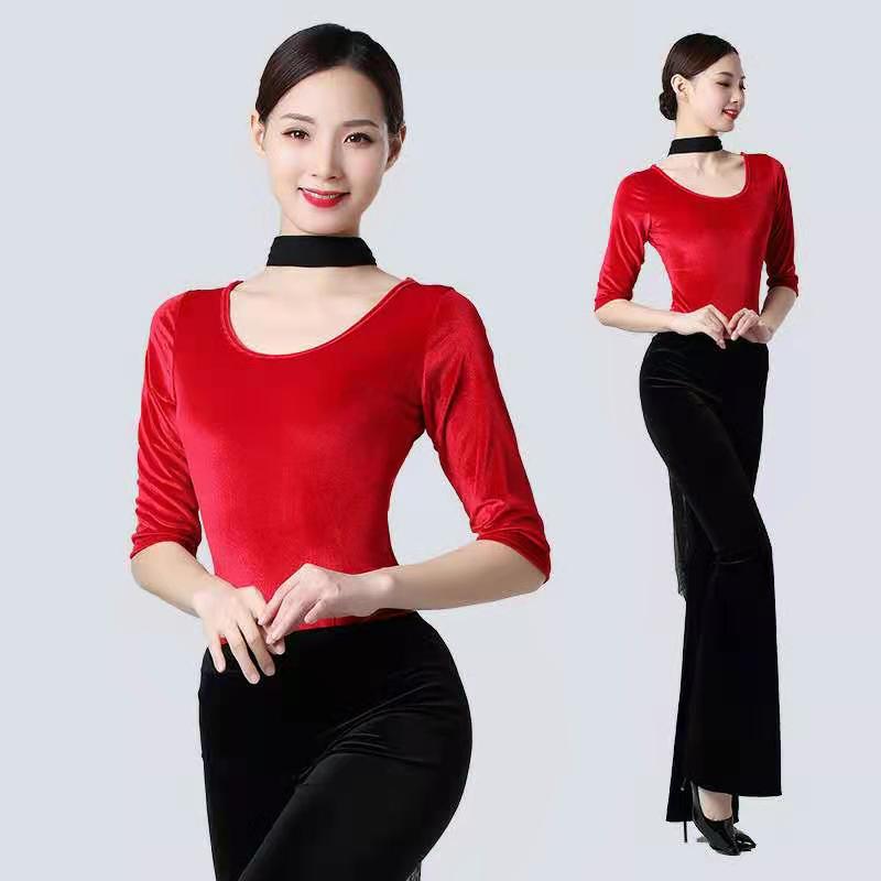 金丝绒形体服套装导师舞蹈服