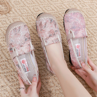 女夏季 老北京布鞋 孕妇鞋 一脚蹬亚麻厚底网面透气单鞋 小香风渔夫鞋
