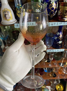 精品气泡橙色红酒杯