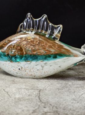 现代简约客厅家居高档琉璃鱼工艺品玻璃鱼高级感酒柜玻璃装饰摆件