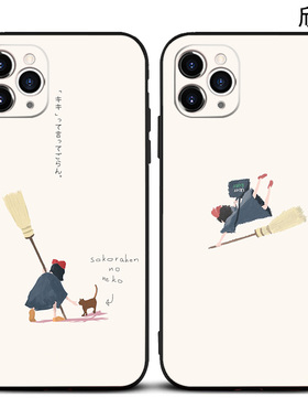 魔女宅急便黑猫适用12mini手机壳iphone15pro苹果xs max全包防摔14plus华为matepad60pro小米13红米k60荣耀90