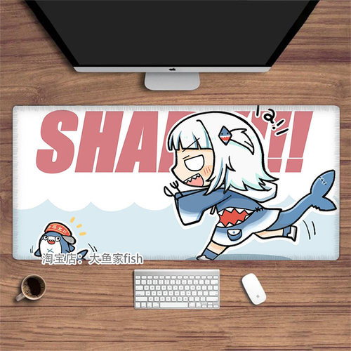 GAWR·GURA鲨鱼噶呜 鼠标垫 大号办公桌桌垫 电竞锁边鼠标垫 防滑