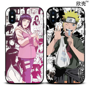 火影鸣人雏田手机壳适用苹果XS MAX iPhone6s防摔7X磨砂软壳8plus