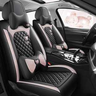 汽车坐垫四季通用全包座套女神皮质飞度致炫福克斯卡通亚麻座椅套