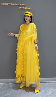 时尚 新款 女装 连衣裙韩版 江丹梦露欧洲站2022冬季 网纱雪纺显瘦个性